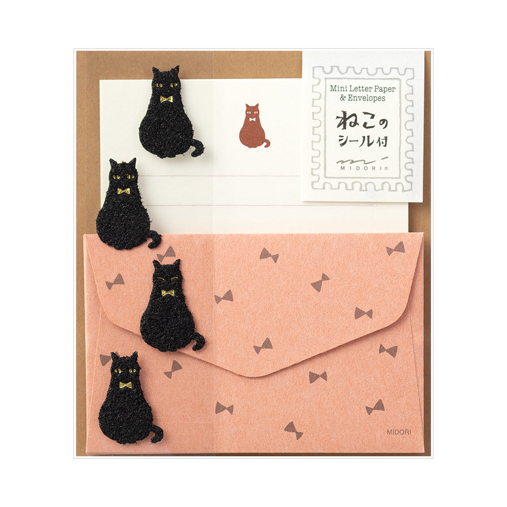 MIDORI Mini Letter Set w/Stickers 306 Black Cat