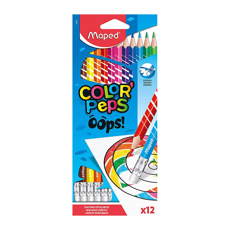 MAPED Oops Erasable Colour Pencils 12s