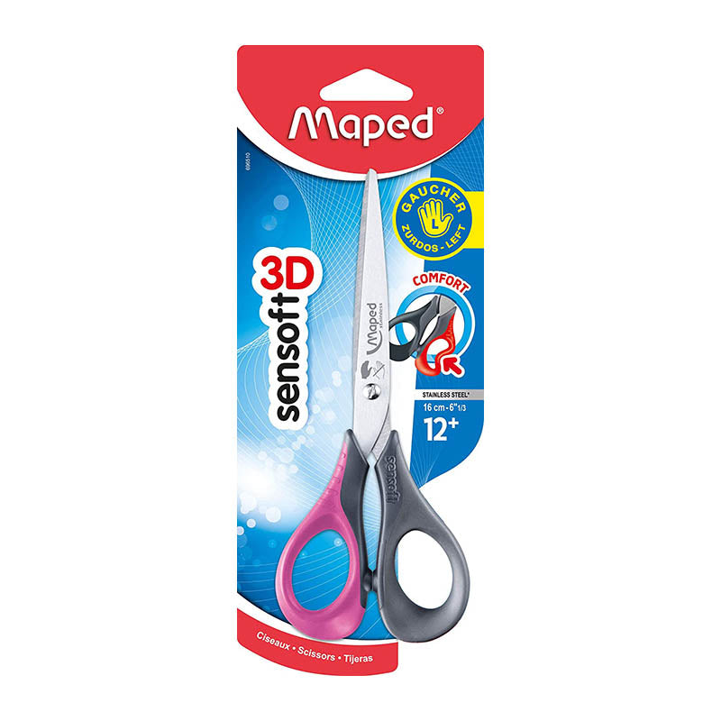 MAPED Sensoft LH 3D Scissors 16cm Pink/Black