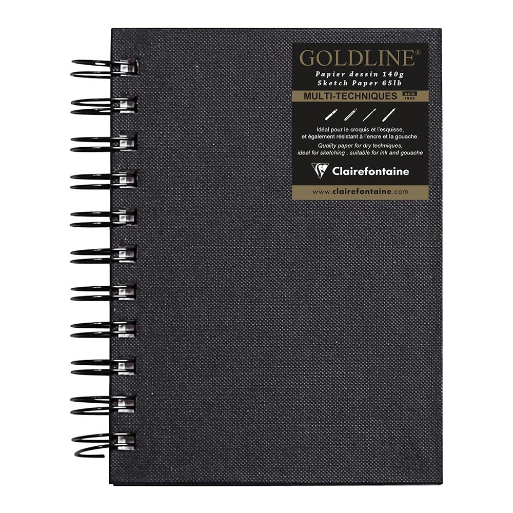 CLAIREFONTAINE Goldline Casebound Wiro A6 Portrait 140g White