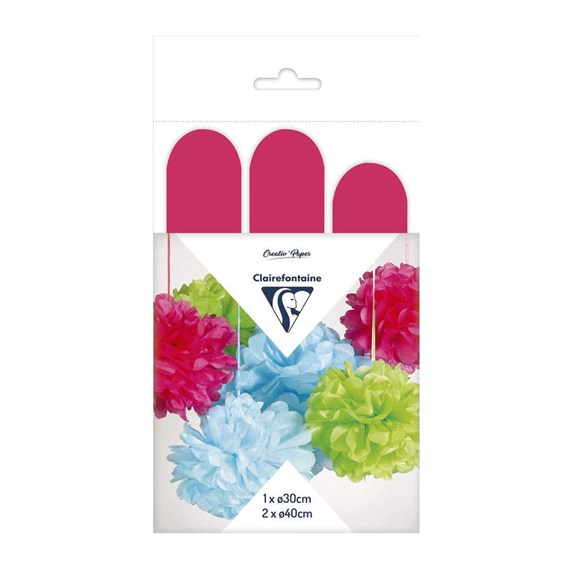 CLAIREFONTAINE Pollen Silk Pom Poms 3s Cyclamen Default Title