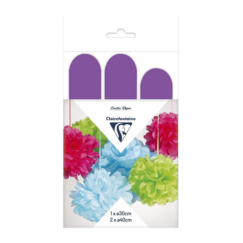 CLAIREFONTAINE Pollen Silk Pom Poms 3s Purple Default Title