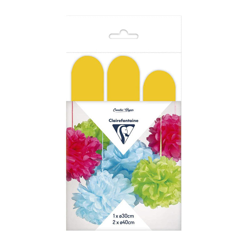 CLAIREFONTAINE Pollen Silk Pom Poms 3s Yellow Default Title