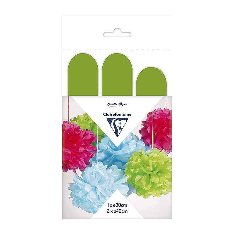 CLAIREFONTAINE Pollen Silk Pom Poms 3s Green Default Title
