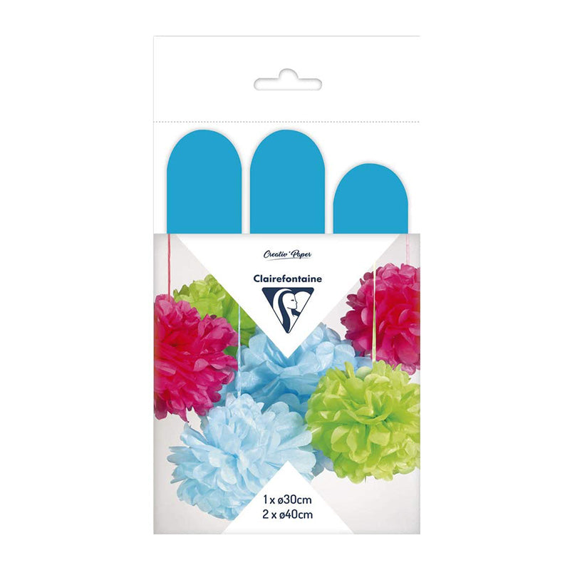 CLAIREFONTAINE Pollen Silk Pom Poms 3s Petrol Blue Default Title