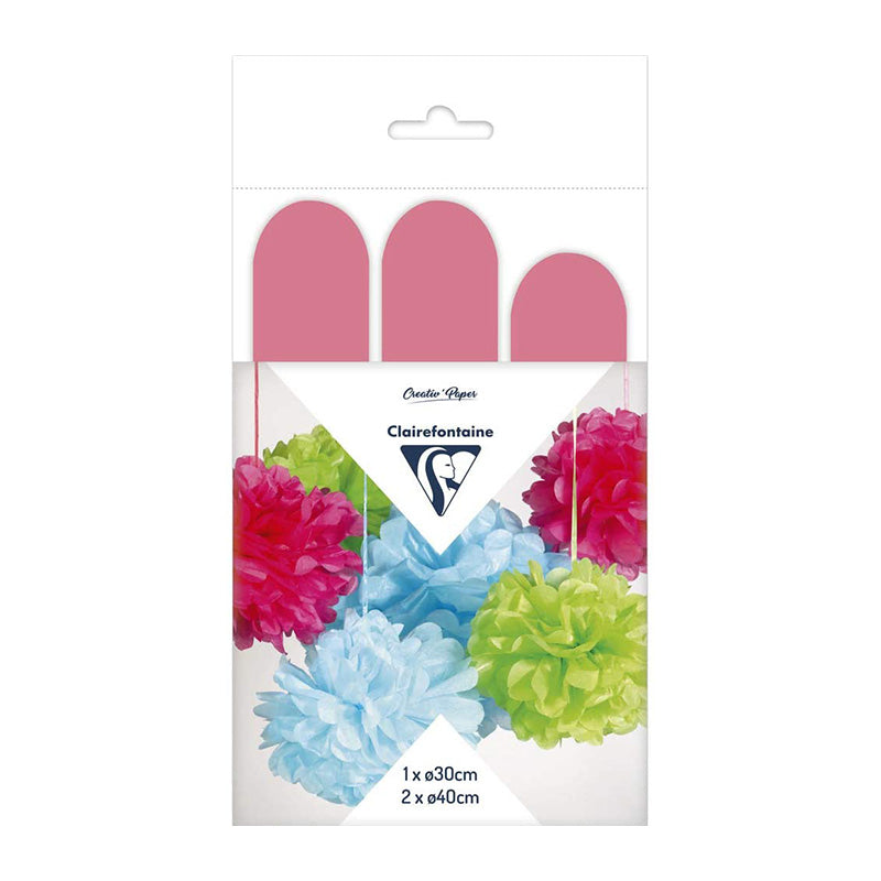 CLAIREFONTAINE Pollen Silk Pom Poms 3s Pink Default Title