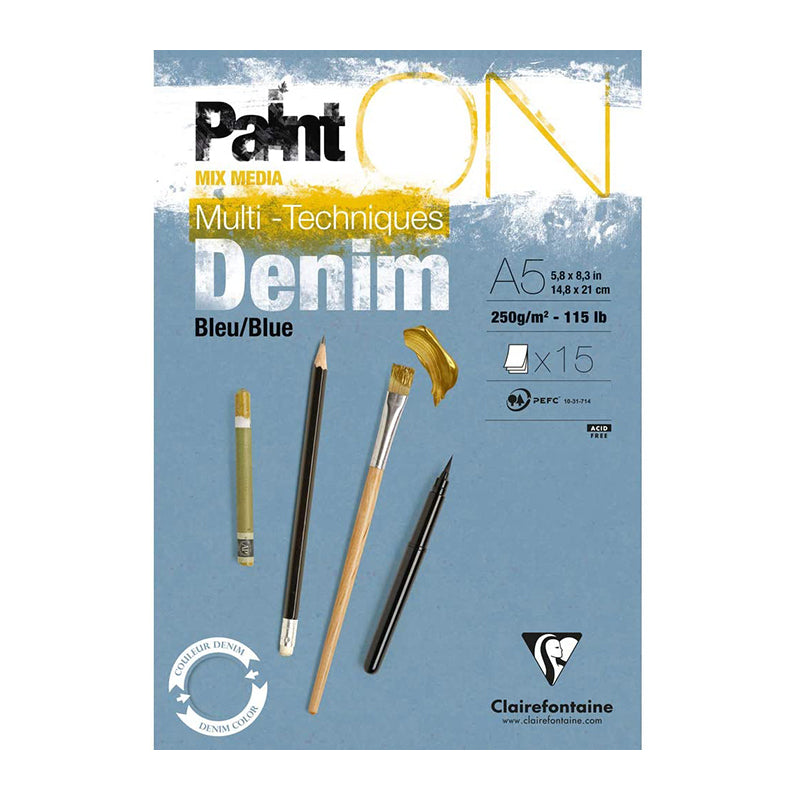 CLAIREFONTAINE Paint ON Pad A5 250g Denim Blue 15s Default Title