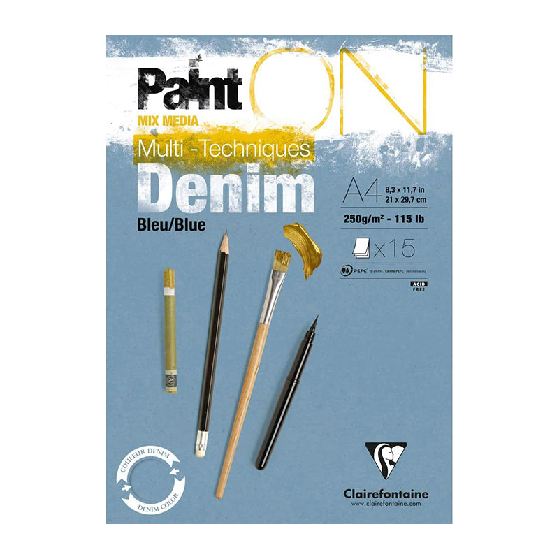 CLAIREFONTAINE Paint ON Pad A4 250g Denim Blue 15s Default Title