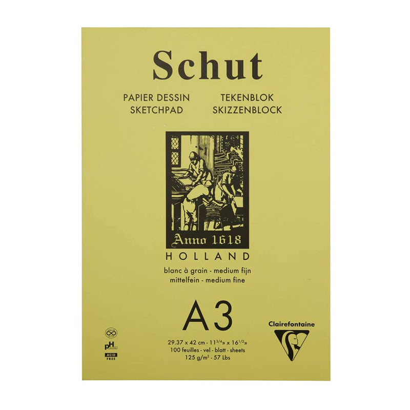 CLAIREFONTAINE Schut Petit Grain Pad A3 125g White Default Title