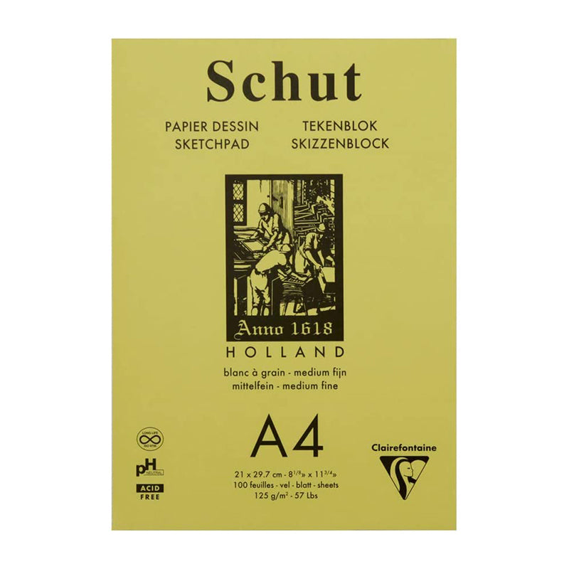 CLAIREFONTAINE Schut Petit Grain Pad A4 125g White Default Title