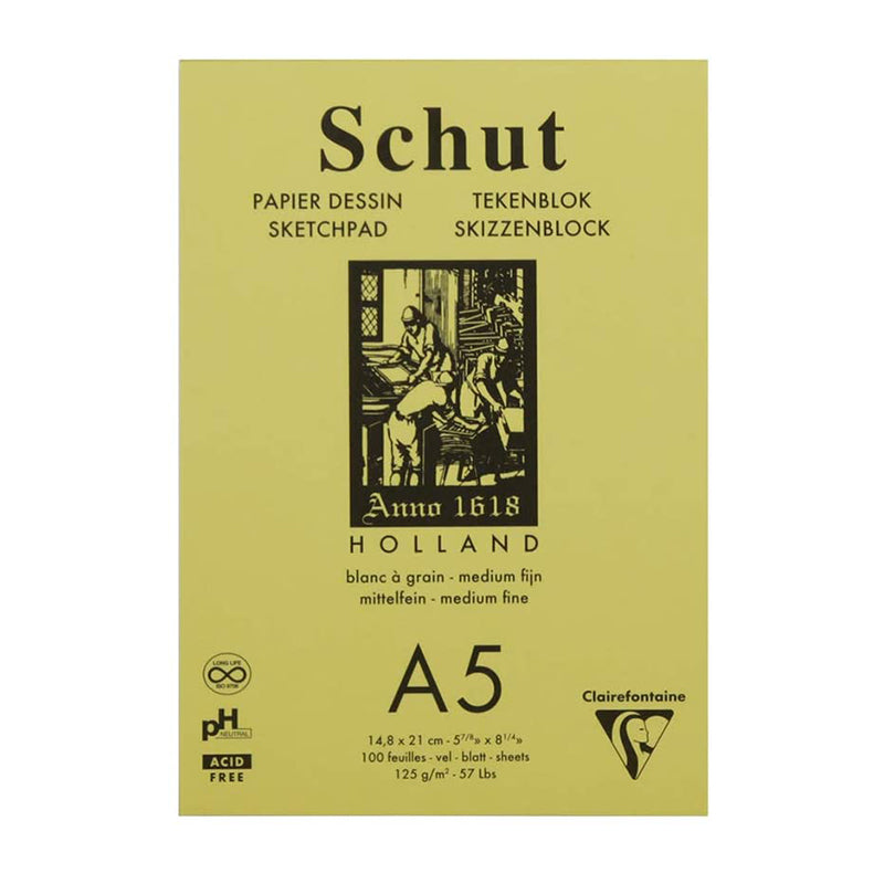 CLAIREFONTAINE Schut Petit Grain Pad A5 125g White Default Title