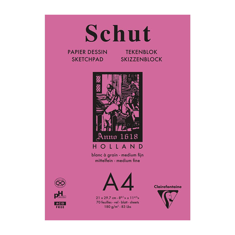 CLAIREFONTAINE Schut Petit Grain Pad A4 180g White 70s Default Title