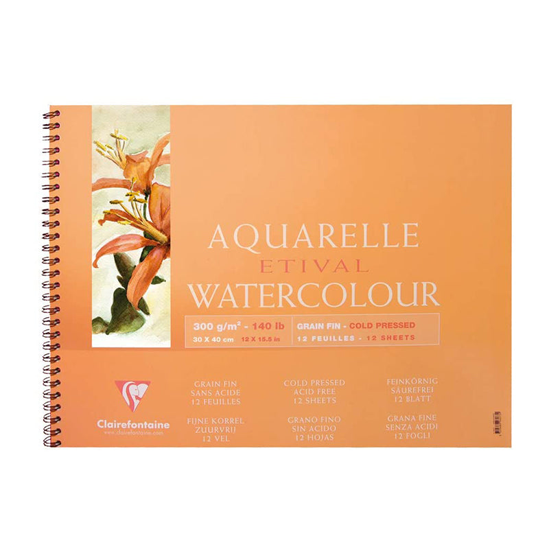 CLAIREFONTAINE Wirebound Cold Pressed 300g 30x40cm 12s Default Title
