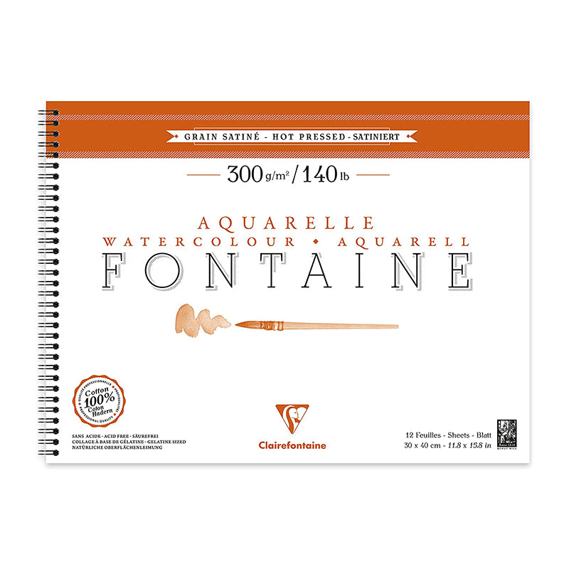 CLAIREFONTAINE Fontaine Wirebound Hot Pressed 300g 30x40cm 12s Default Title