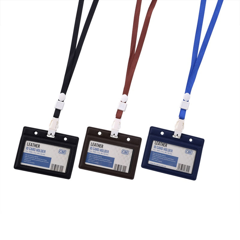 CBE Leather Card Holder 3325+Lanyard H 85x54mm Blue