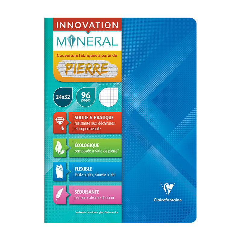 CLAIREFONTAINE Mineral Stapled Notebook 24x32cm 48s 5x5 Sq Blu Default Title