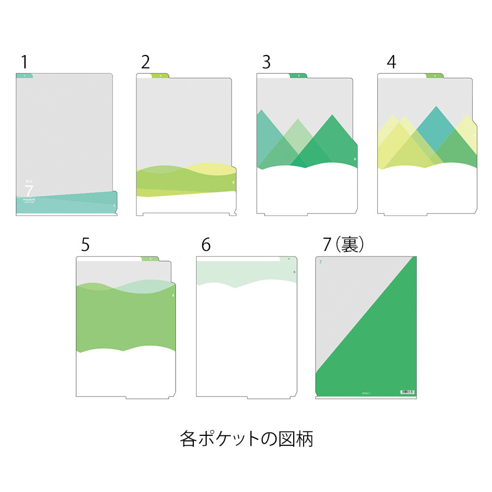 MIDORI 7-Pockets Clear Folder A4 Landscape Green
