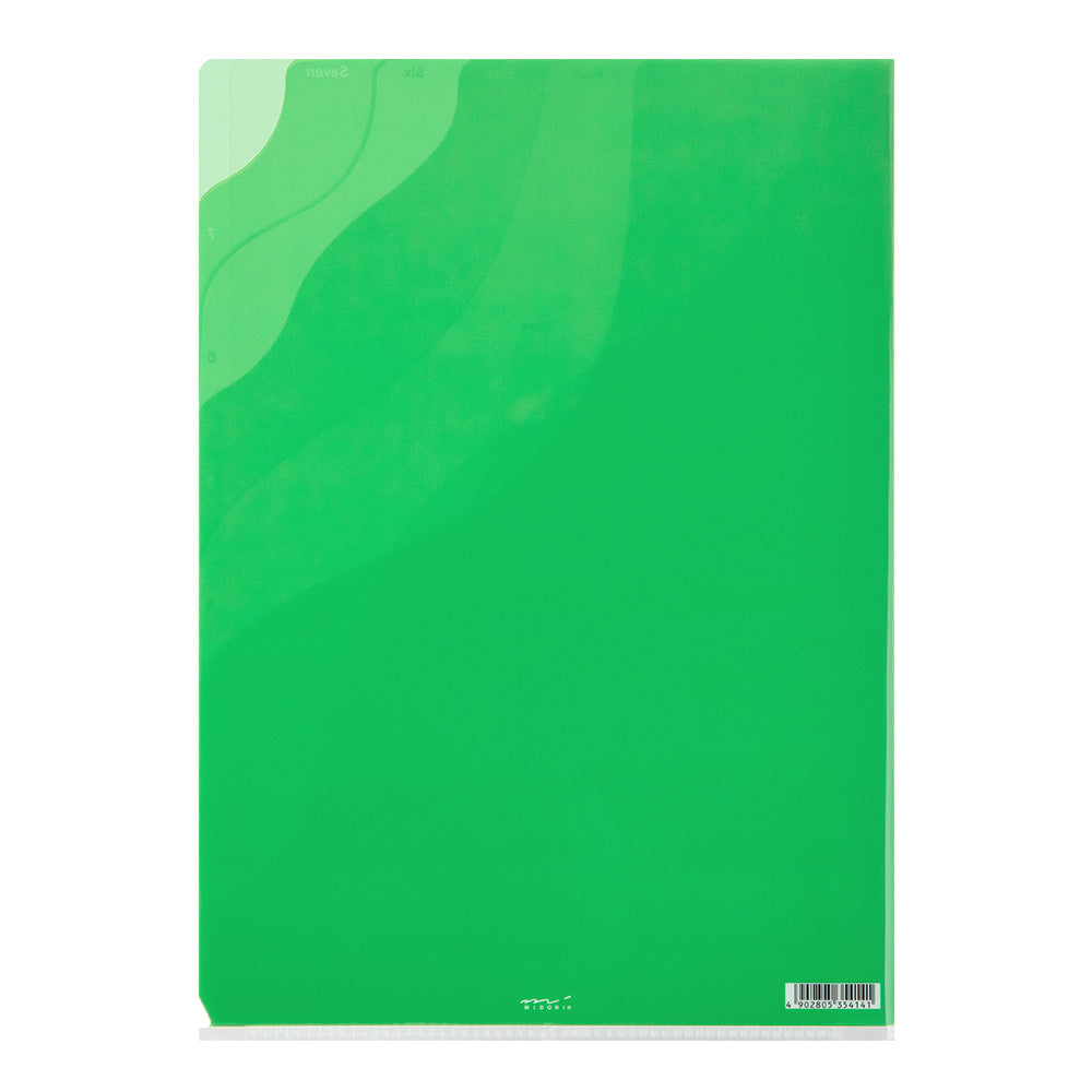 MIDORI 7-Pockets Clear Folder A4 Gradation Green