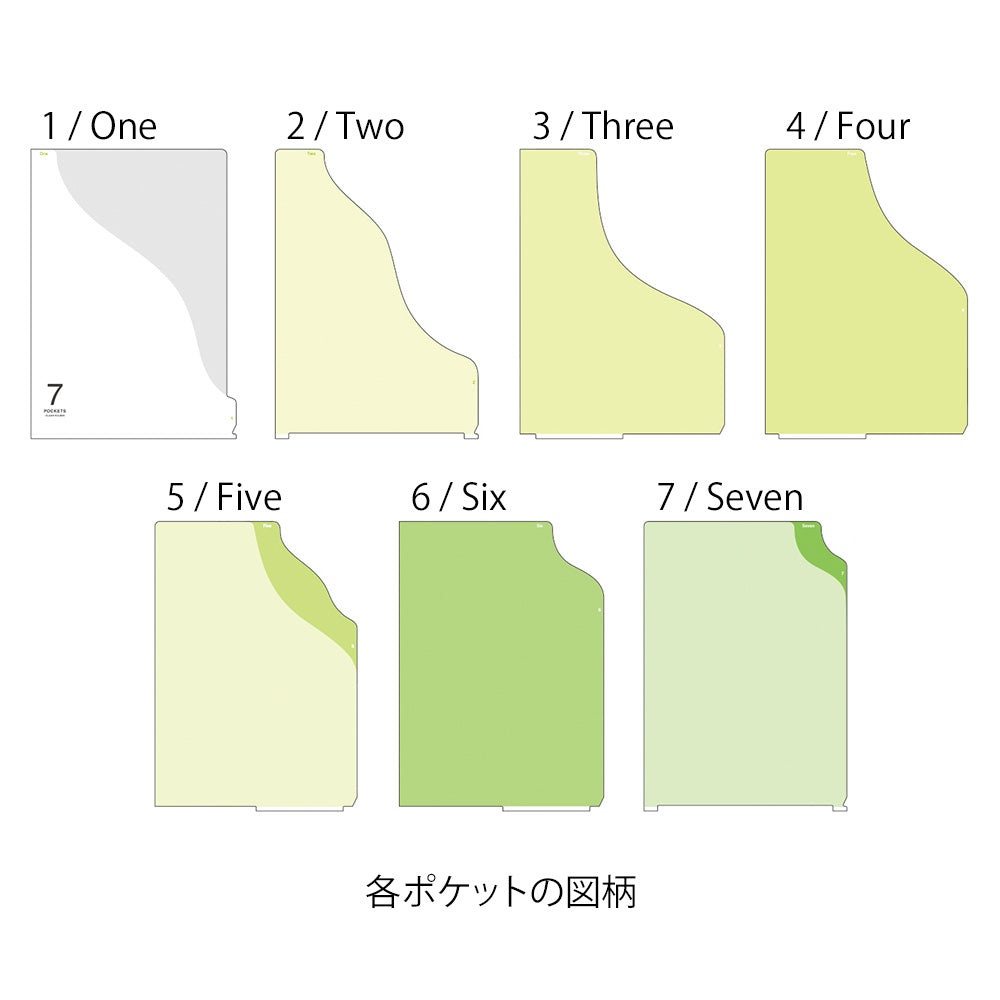 MIDORI 7-Pockets Clear Folder A4 Gradation Green