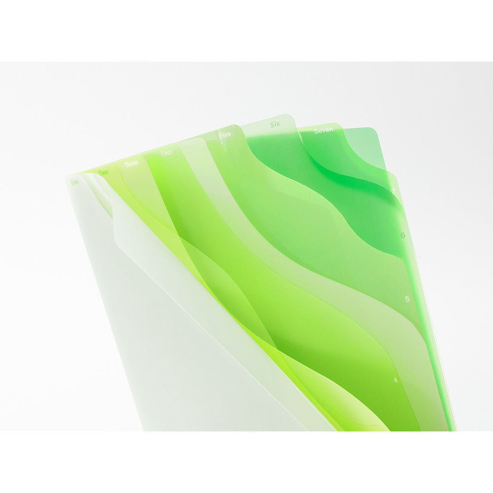 MIDORI 7-Pockets Clear Folder A4 Gradation Green