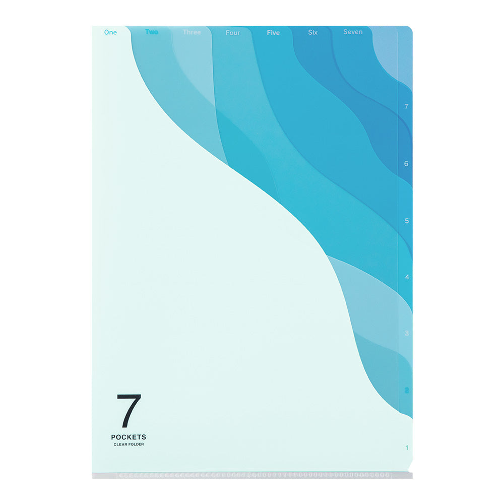 MIDORI 7-Pockets Clear Folder A4 Gradation Blue