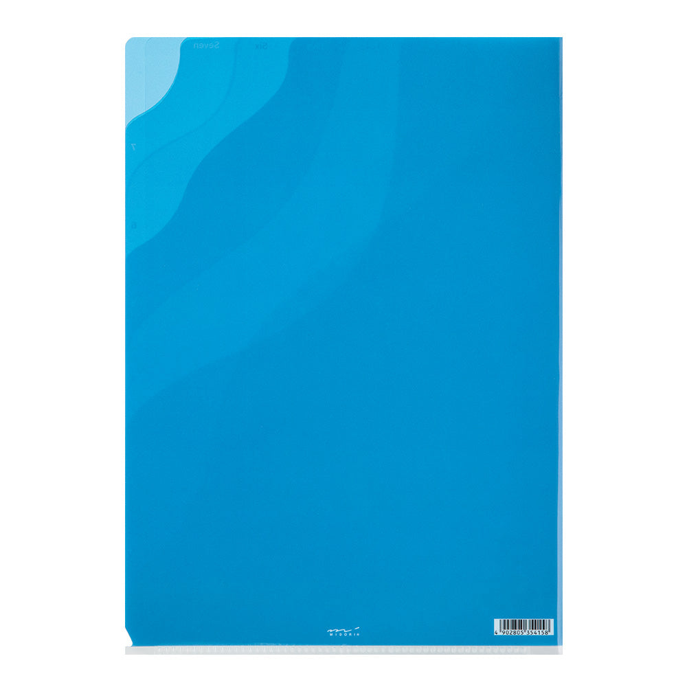 MIDORI 7-Pockets Clear Folder A4 Gradation Blue