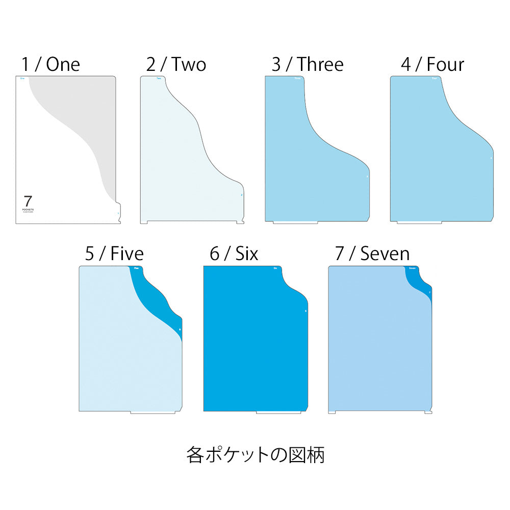 MIDORI 7-Pockets Clear Folder A4 Gradation Blue