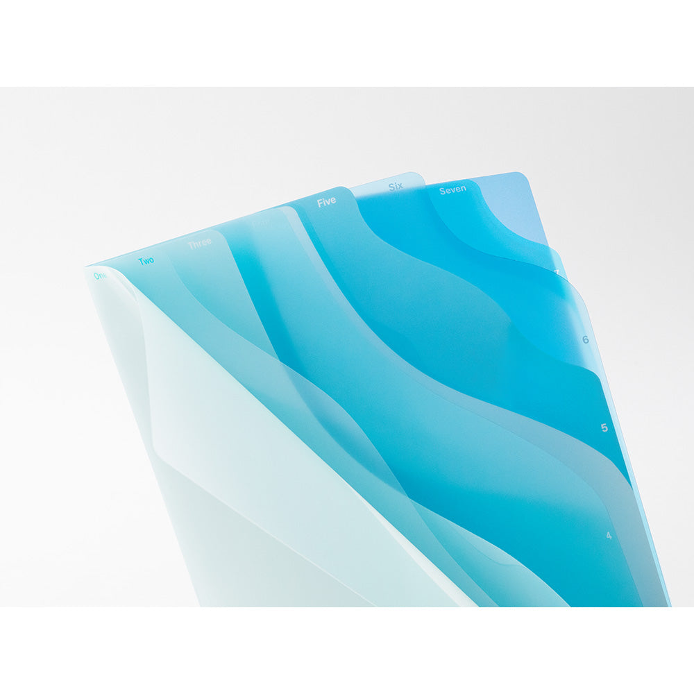 MIDORI 7-Pockets Clear Folder A4 Gradation Blue