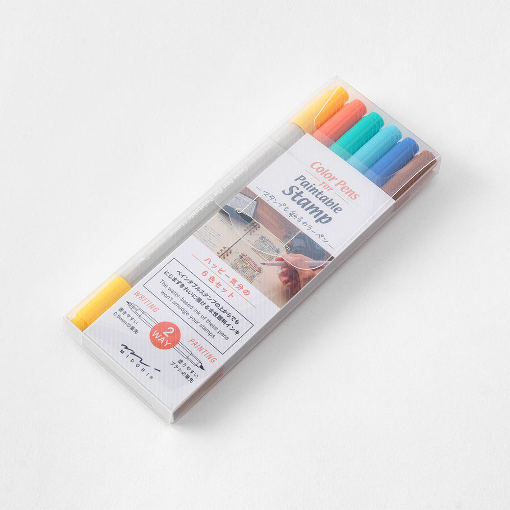 MIDORI Color Pens for Paintable Stamp 6s Happy