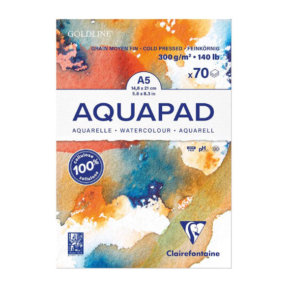 CLAIREFONTAINE Goldline Aquapad MF Grain Cold Pressed A5 70s 300g Default Title