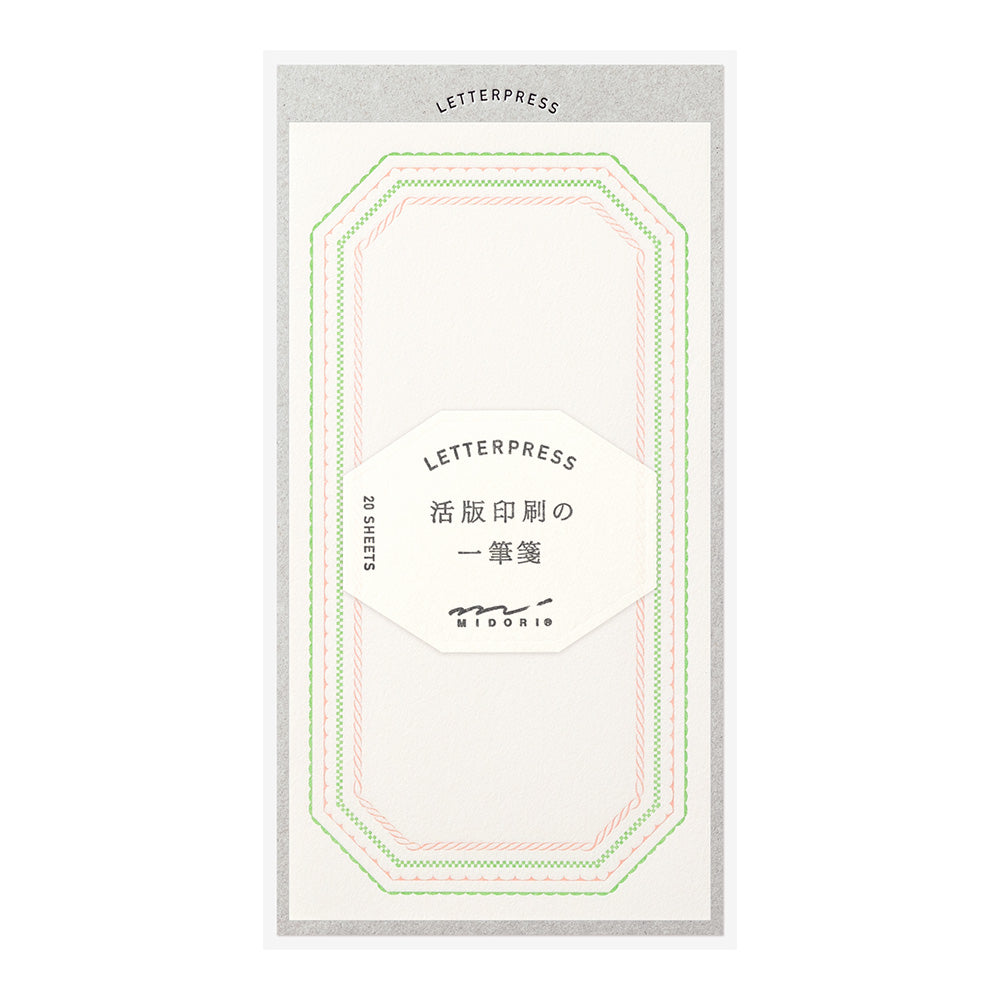 MIDORI Letterpress Letter Pad Frame Pink