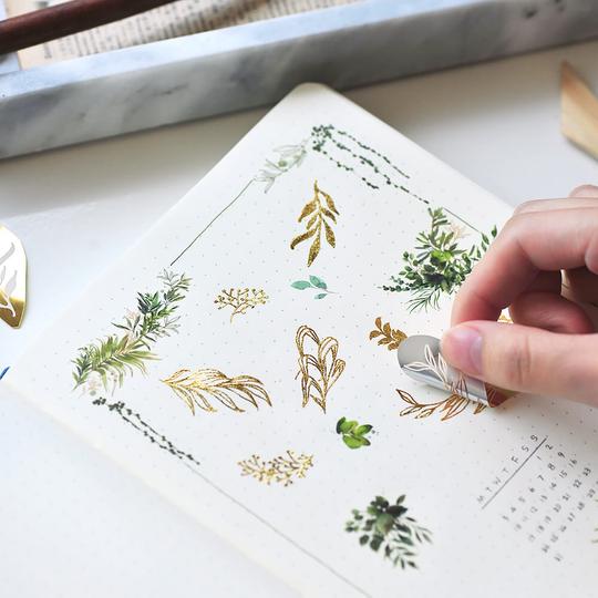 MU Gold Foil Print-On Sticker Botanical G03