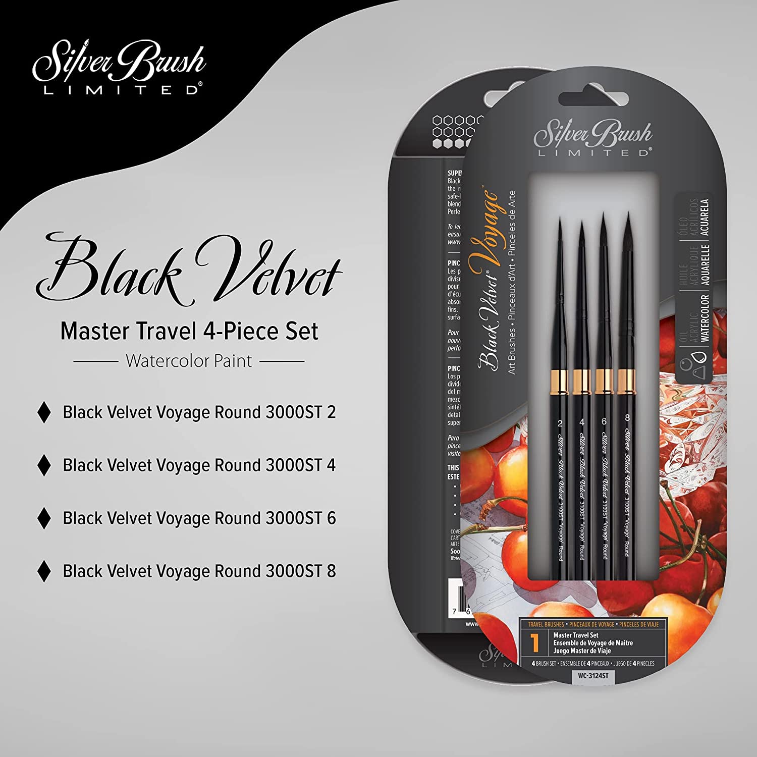SILVER BRUSH Black Velvet Master Travel Set 4pc