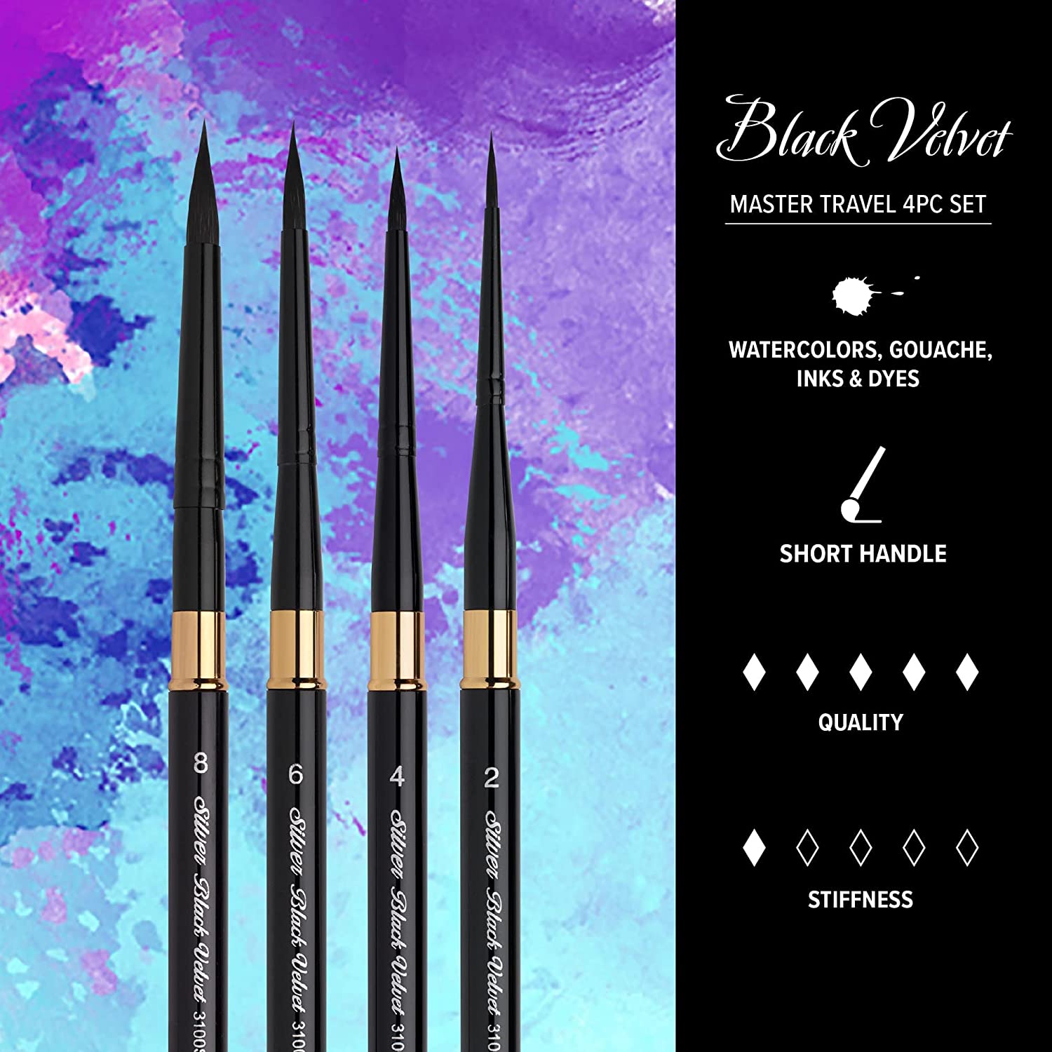 SILVER BRUSH Black Velvet Master Travel Set 4pc