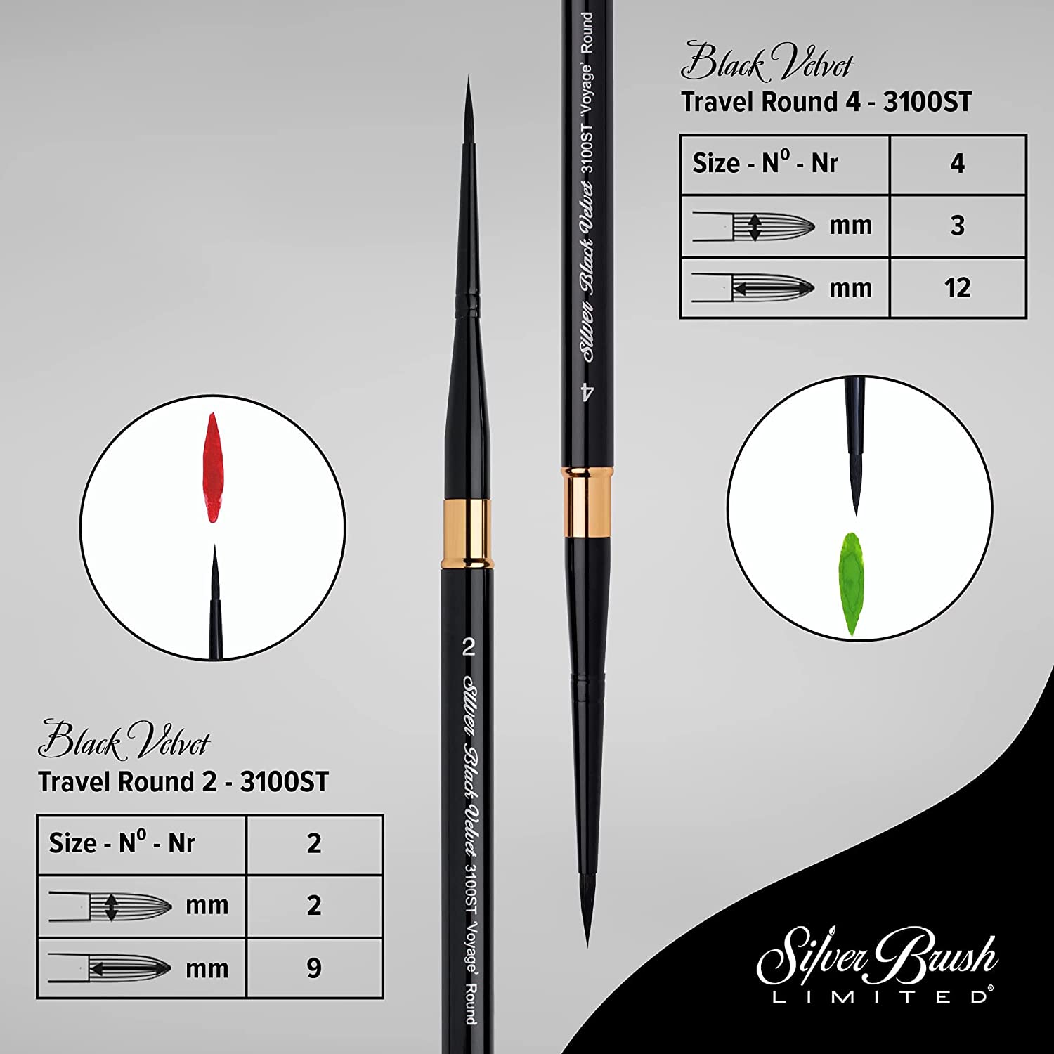 SILVER BRUSH Black Velvet Master Travel Set 4pc