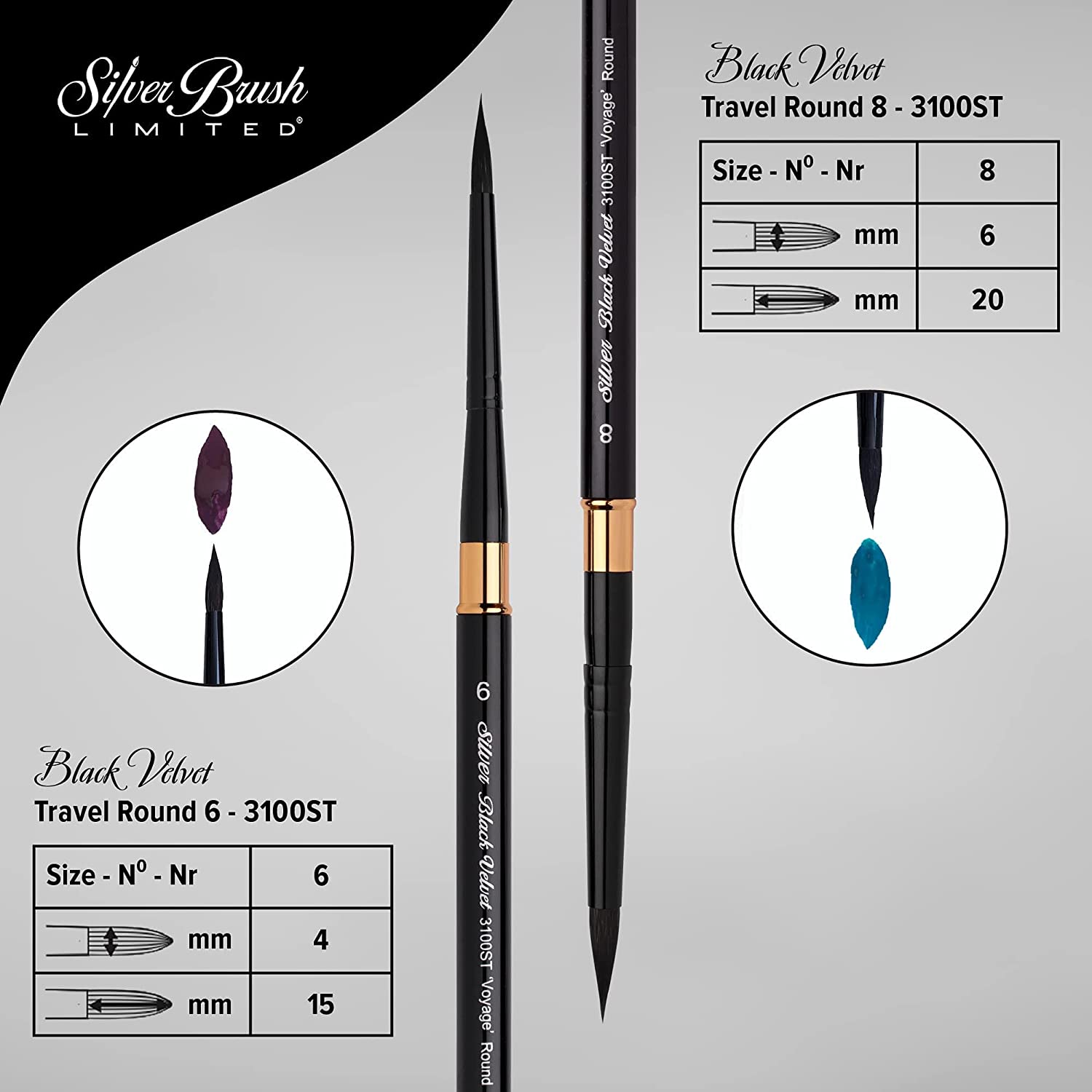 SILVER BRUSH Black Velvet Master Travel Set 4pc