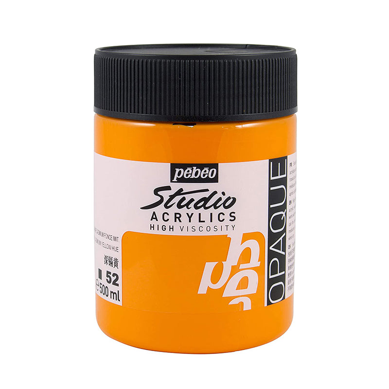 PEBEO Studio Acrylics High Viscosity 500ml Dark Cadmium Yellow Hue