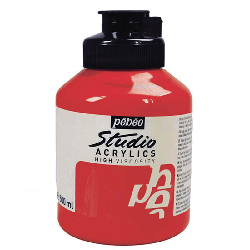 PEBEO Studio Acrylics High Viscosity 500ml Opaque Dark Cadmium Red