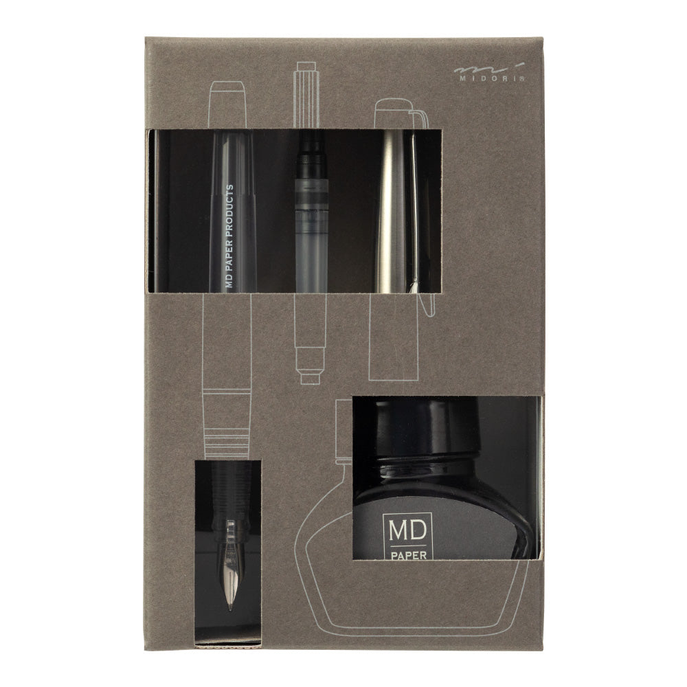 MIDORI MD LE Fountain Pen w/Bottle Ink Gray