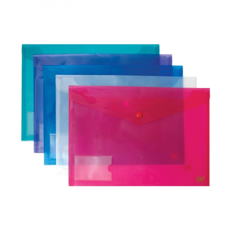 CBE Document Holder 110F F4 w/Button+N.Card Pkt 5Col Red