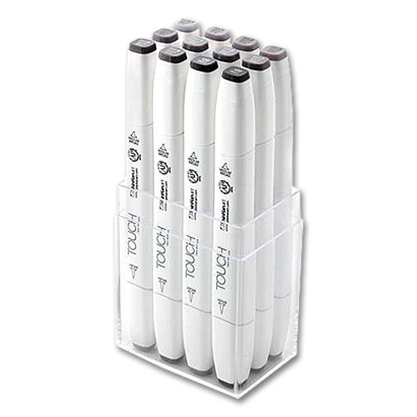 SHINHAN Touch Twin Brush Marker Set 12s Warm Grey