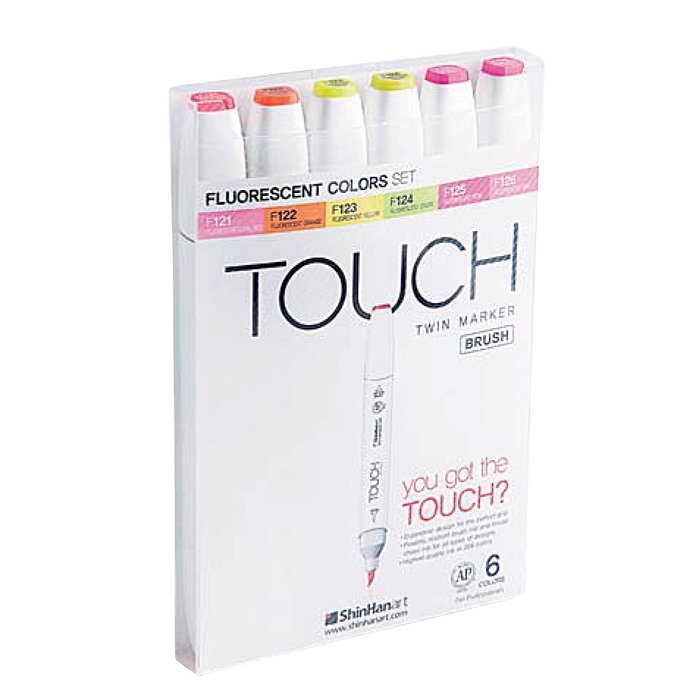 SHINHAN Touch Twin Brush Marker Set 6s Fluo Color