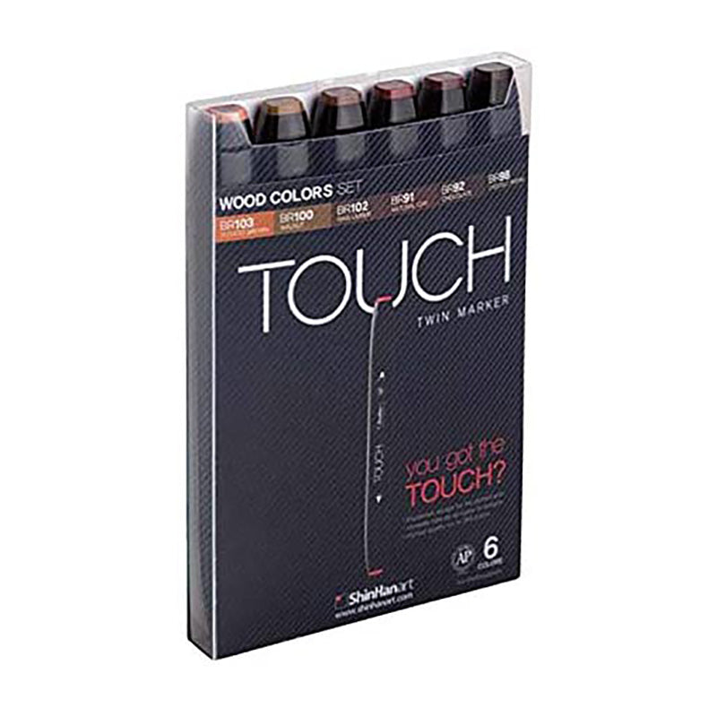 SHINHAN Touch Twin Marker Set 6s Wood Colors