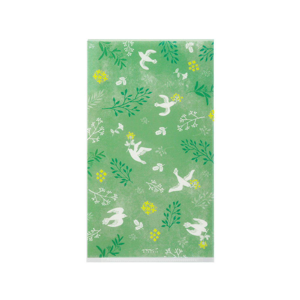 MIDORI 3-P Clear Folder A5 Slim with Flap White Birds