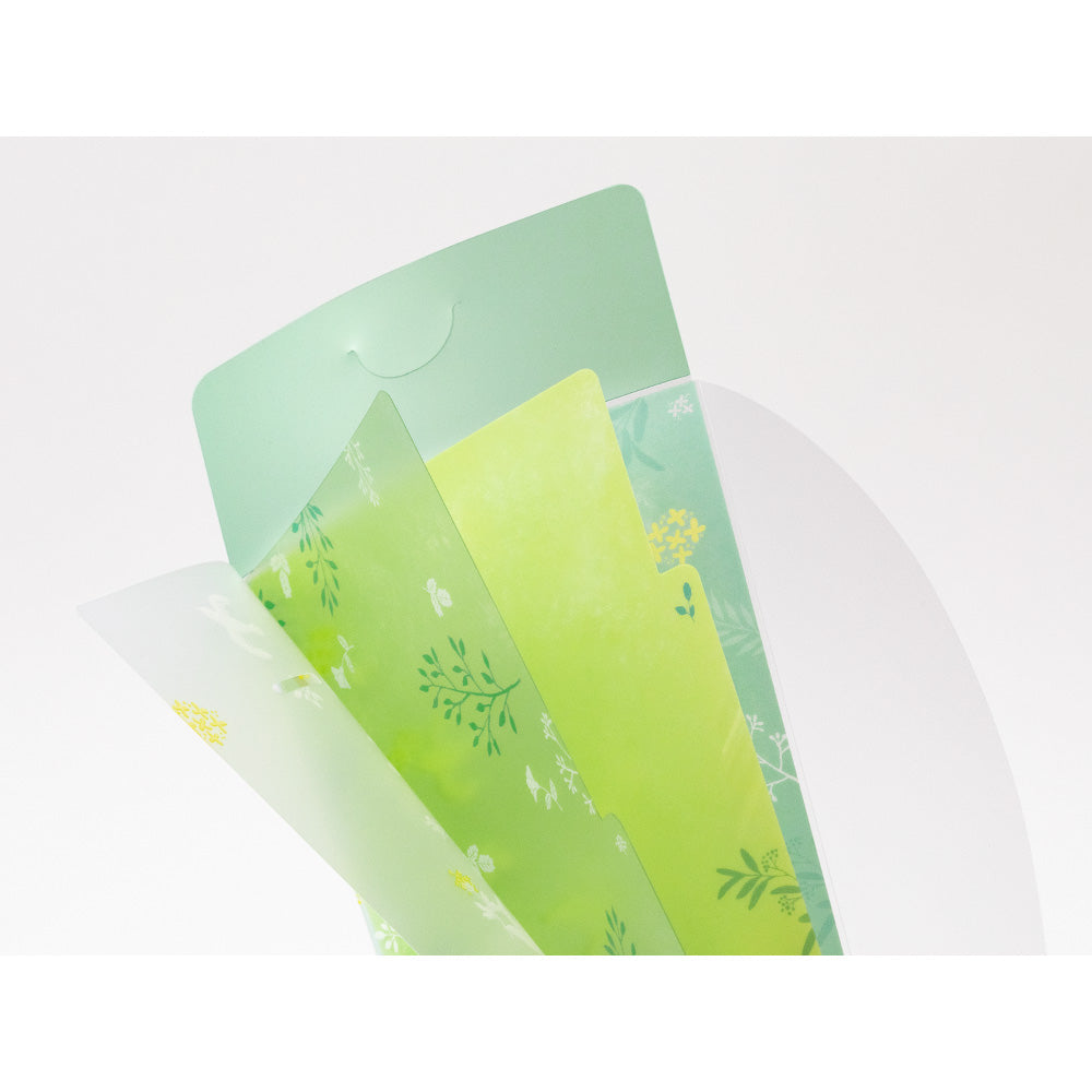 MIDORI 3-P Clear Folder A5 Slim with Flap White Birds