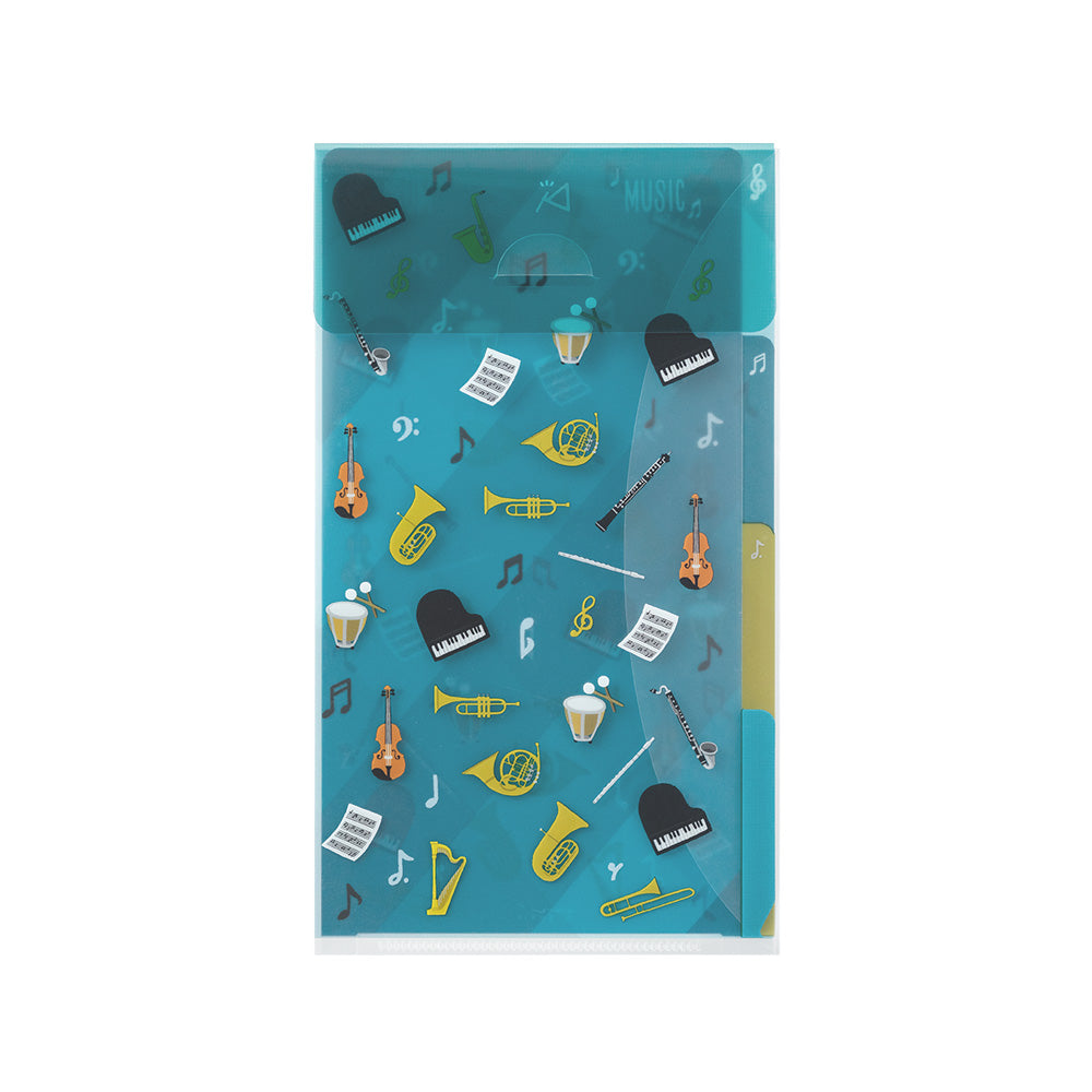 MIDORI 3-P Clear Folder A5 Slim with Flap Musical Insruments