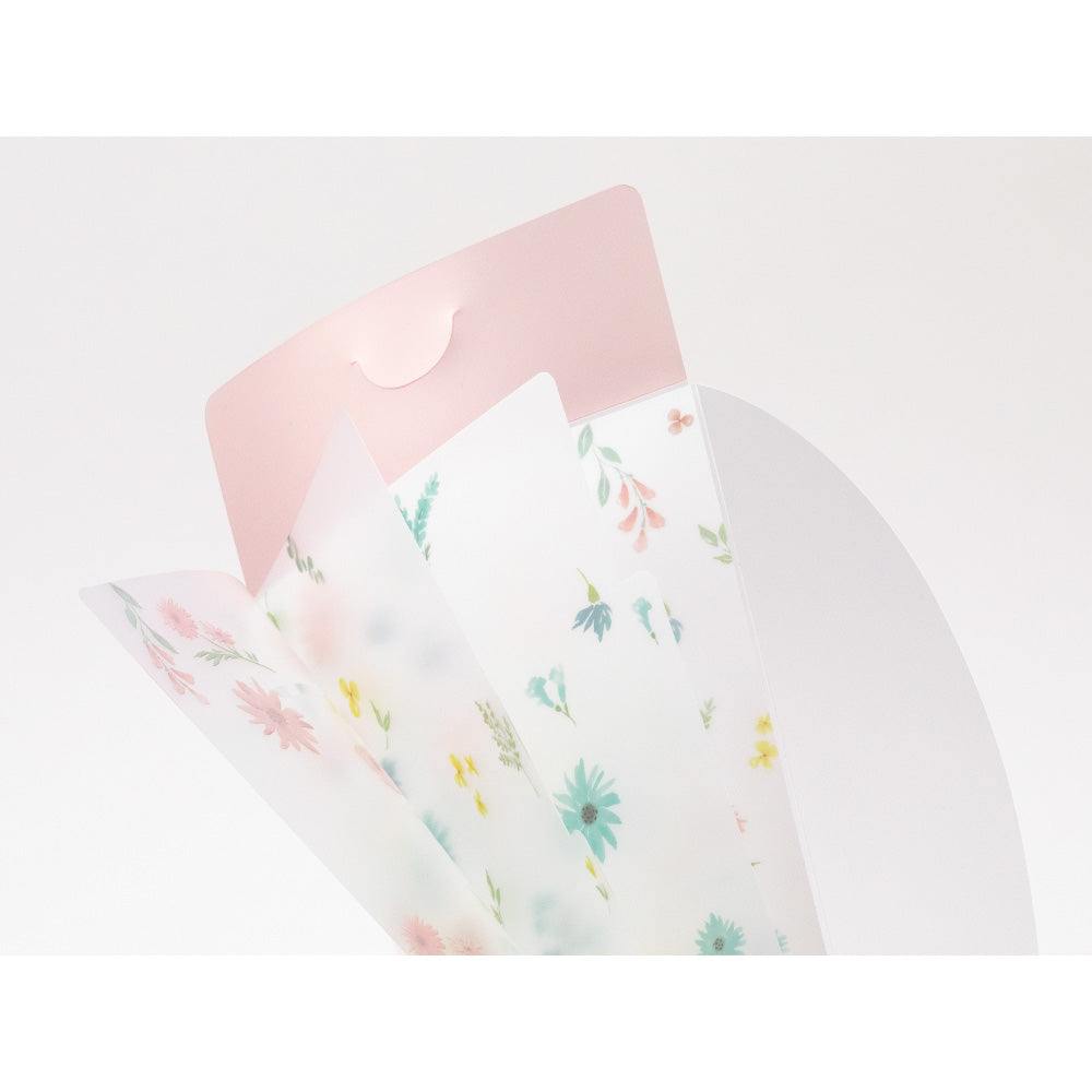 MIDORI 3-P Clear Folder A5 Slim w/Flap Flowers