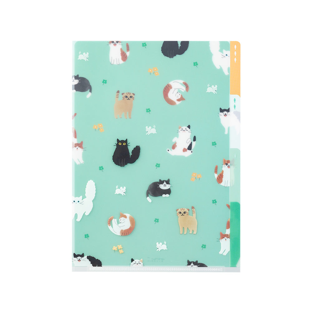 MIDORI 3-Pockets Clear Folder A5 Cats