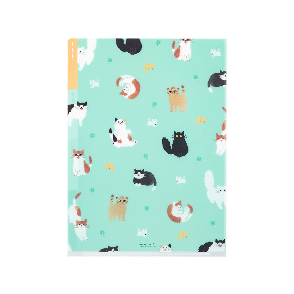 MIDORI 3-Pockets Clear Folder A5 Cats