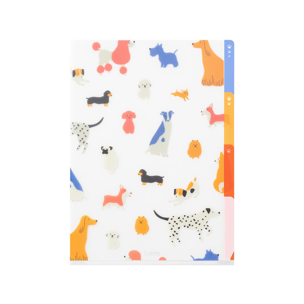 MIDORI 3-Pockets Clear Folder A5 Dogs